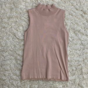NWT Ann Taylor Factory Light Pink Mock Neck Sweater Tank Shell Size XS
